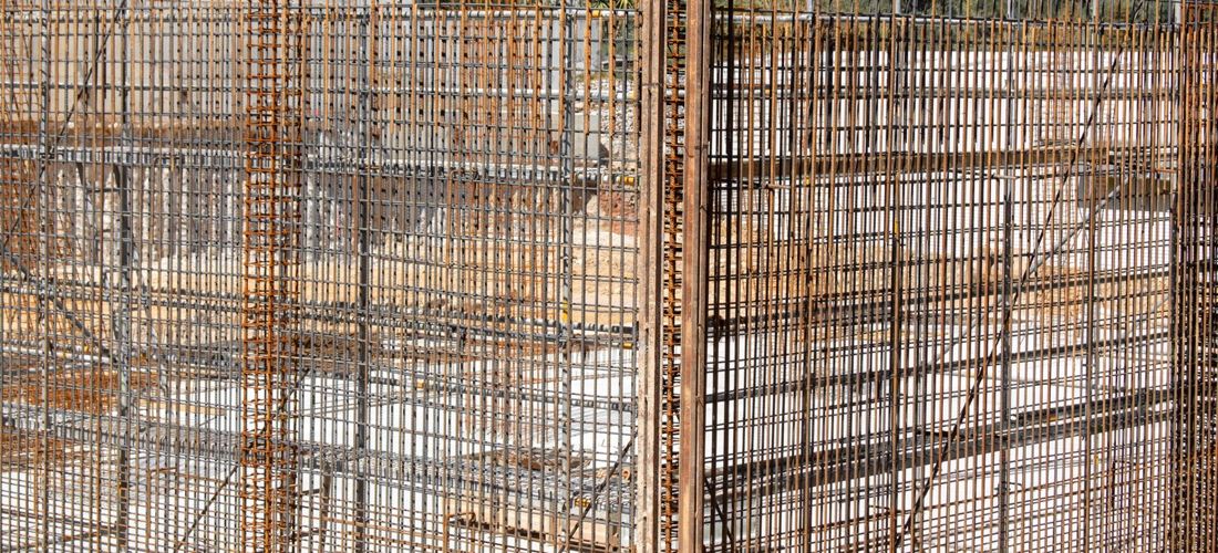 Steel reinforcement cages fixed for concrete walls